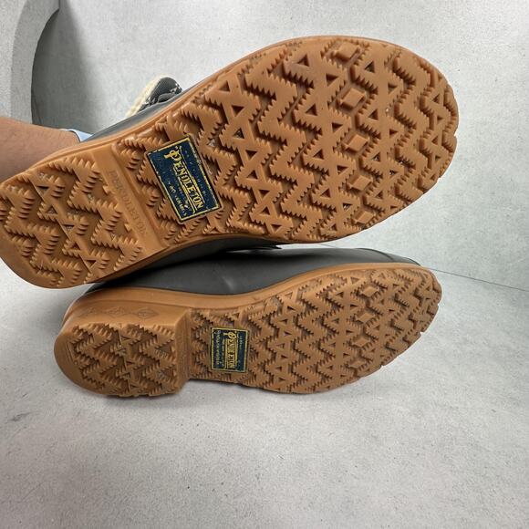 Pendleton Boots Womens Size 7 Gray Duck Rubber Shell Winter Sherpa Lined Lace Up - Picture 9 of 11